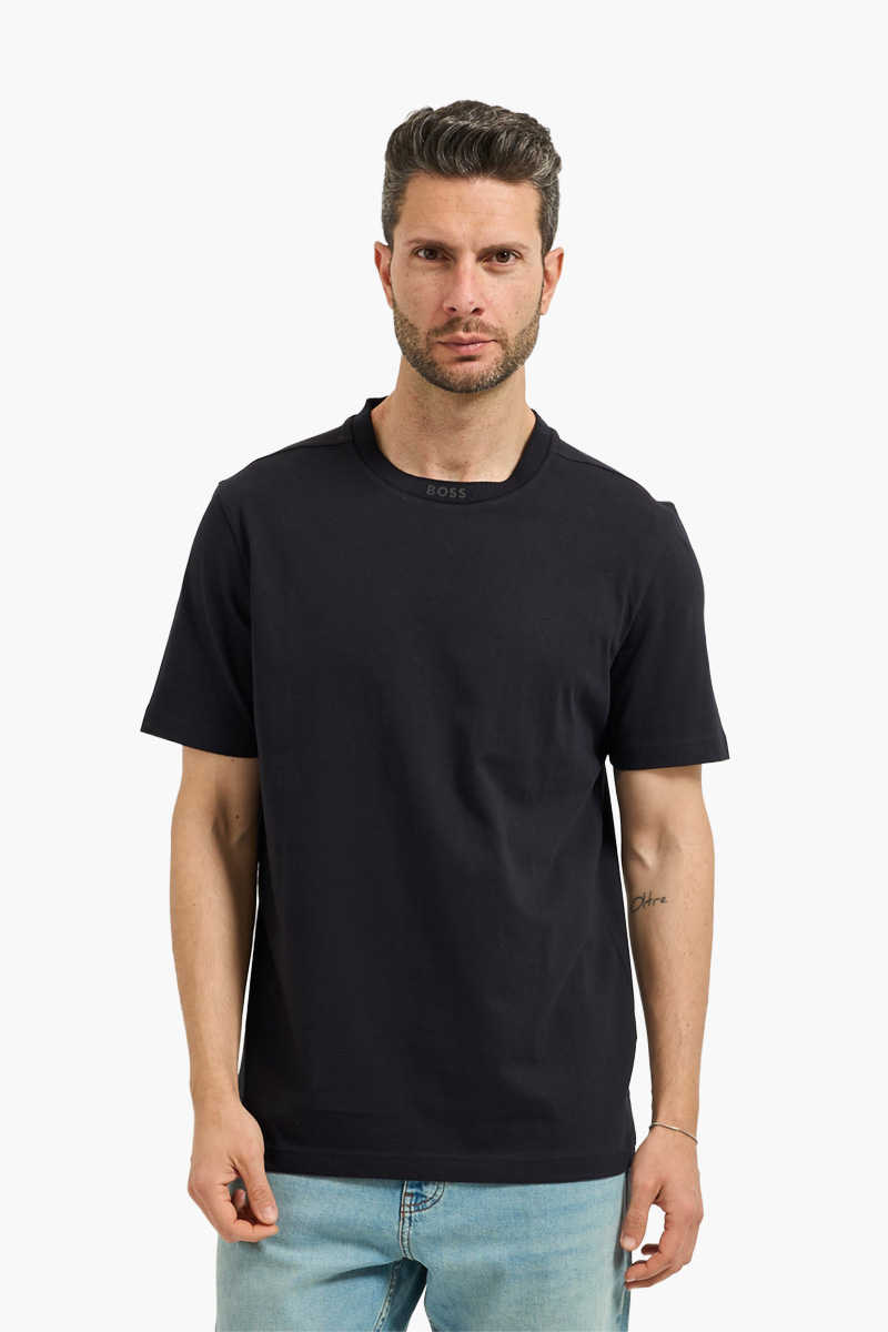 HUGO BOSS Men Tee 5 Regular Fit T-Shirt in Dark Blue Cotton with Logo Crewneck 1