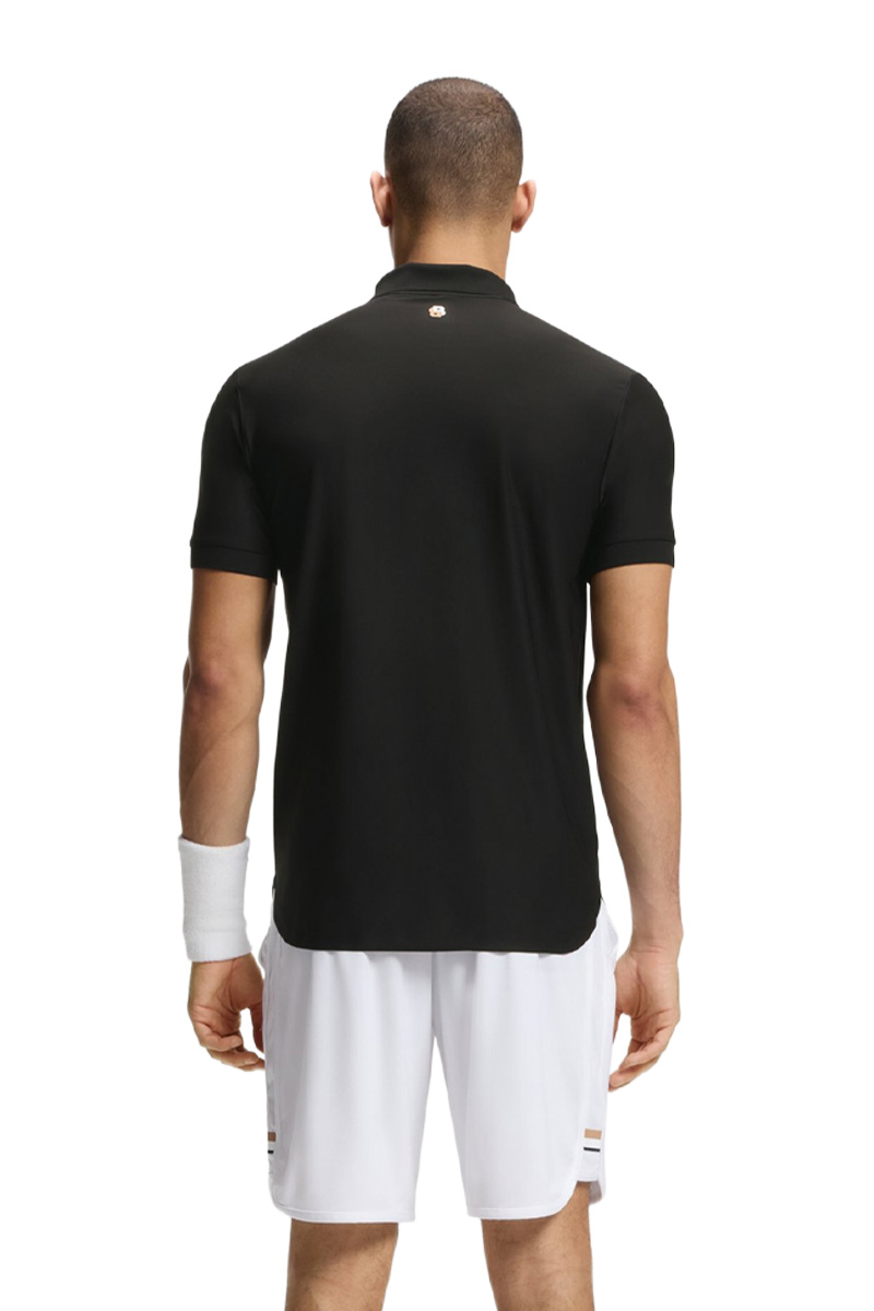 HUGO BOSS Men Active Stripe-Jersey Slim Fit Polo Shirt in Black Polyester with Four-Way Stretch 2