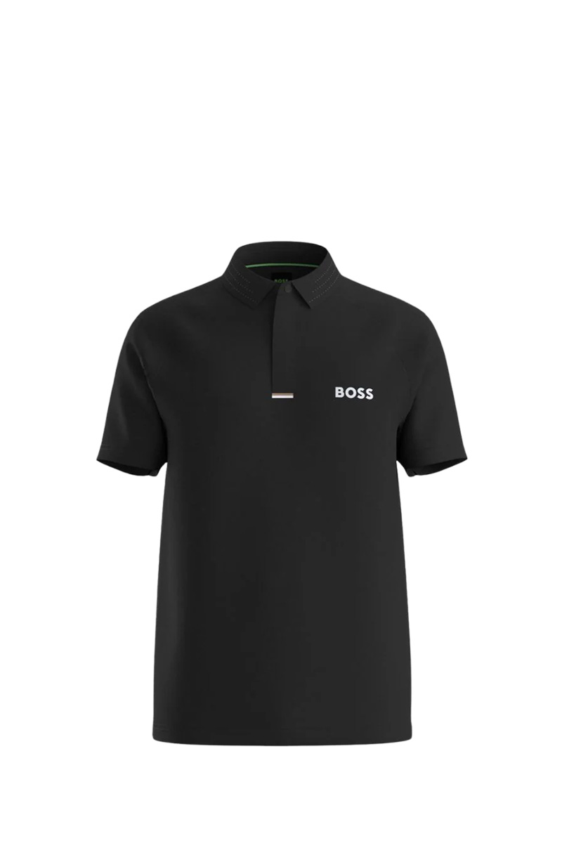 HUGO BOSS Men GOC Paddytech Regular Fit Polo Shirt in Black Polyester 0