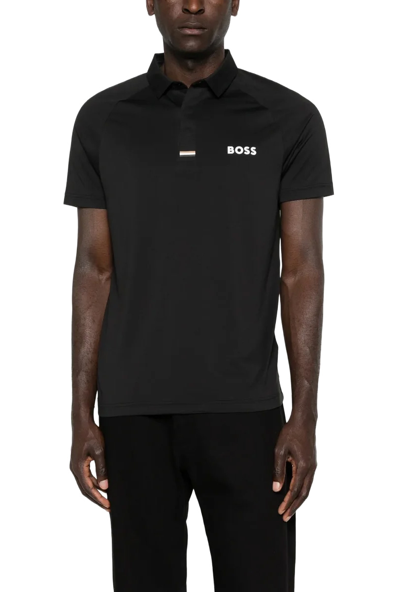 HUGO BOSS Men GOC Paddytech Regular Fit Polo Shirt in Black Polyester 1