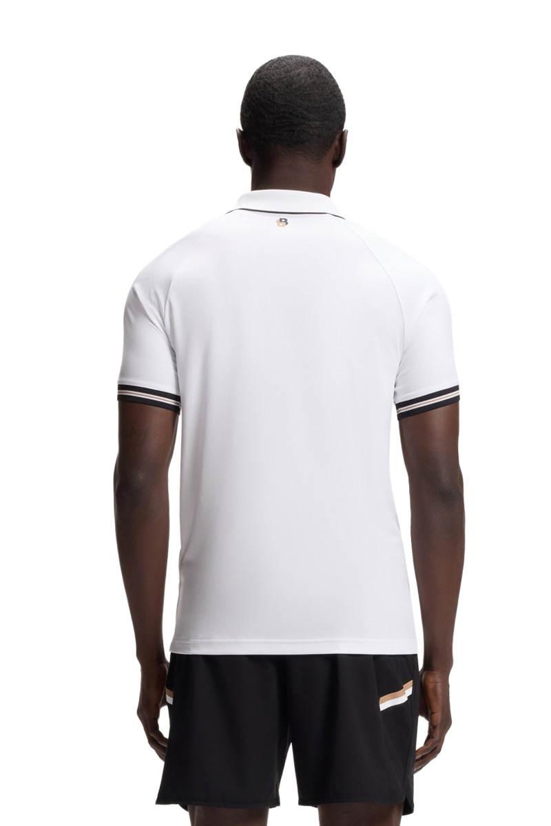 HUGO BOSS Men Active Slim-Fit Polo Shirt in White Polyester with Moisture Management 2