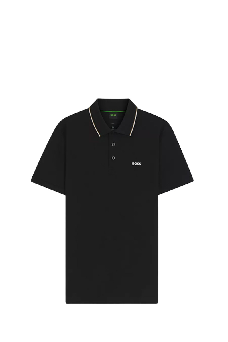 HUGO BOSS Men GOC Birdie Paule Regular Fit Polo Shirt in Black Cotton 0