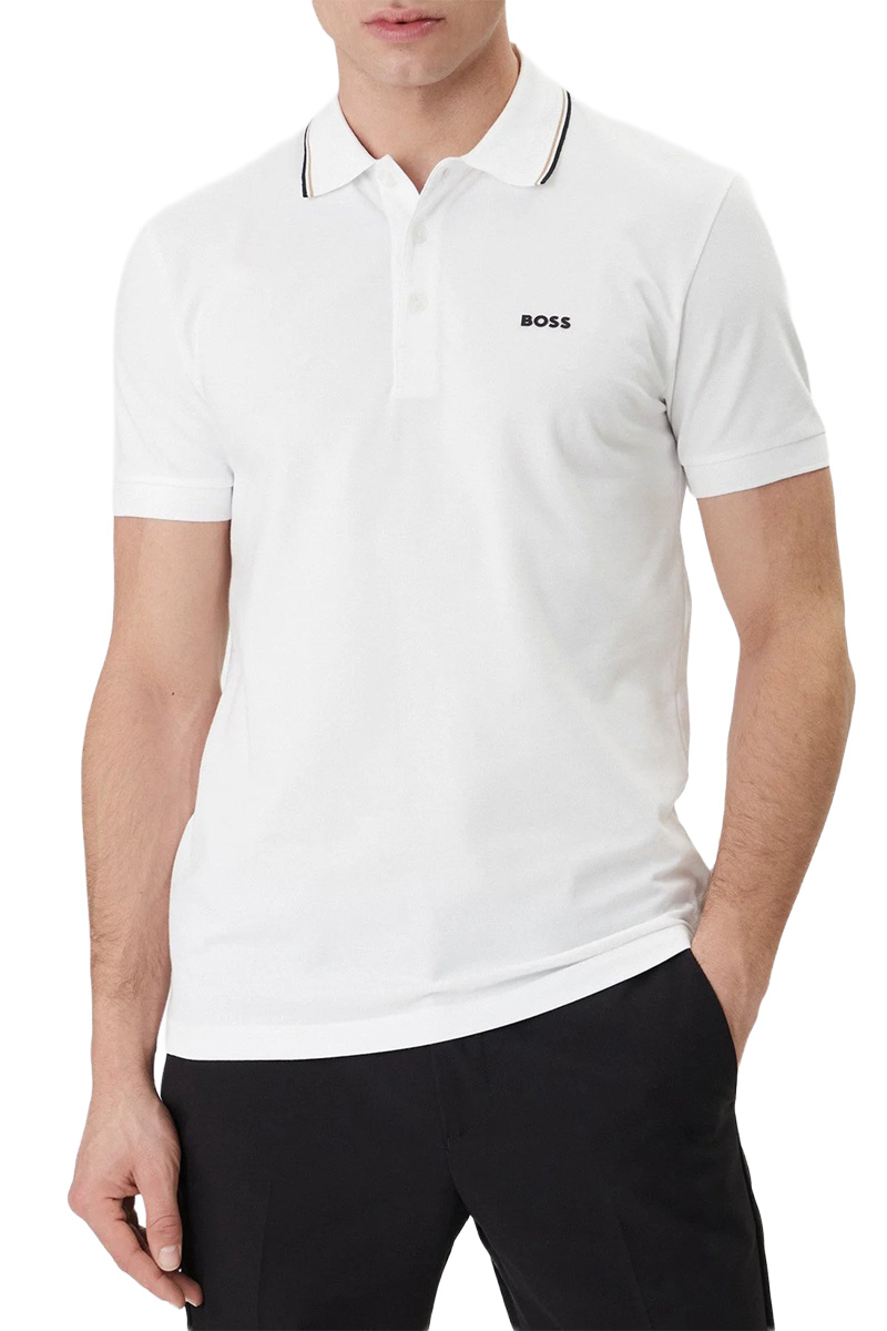HUGO BOSS Men GOC Birdie Paule Regular Fit Polo Shirt in White Cotton 0