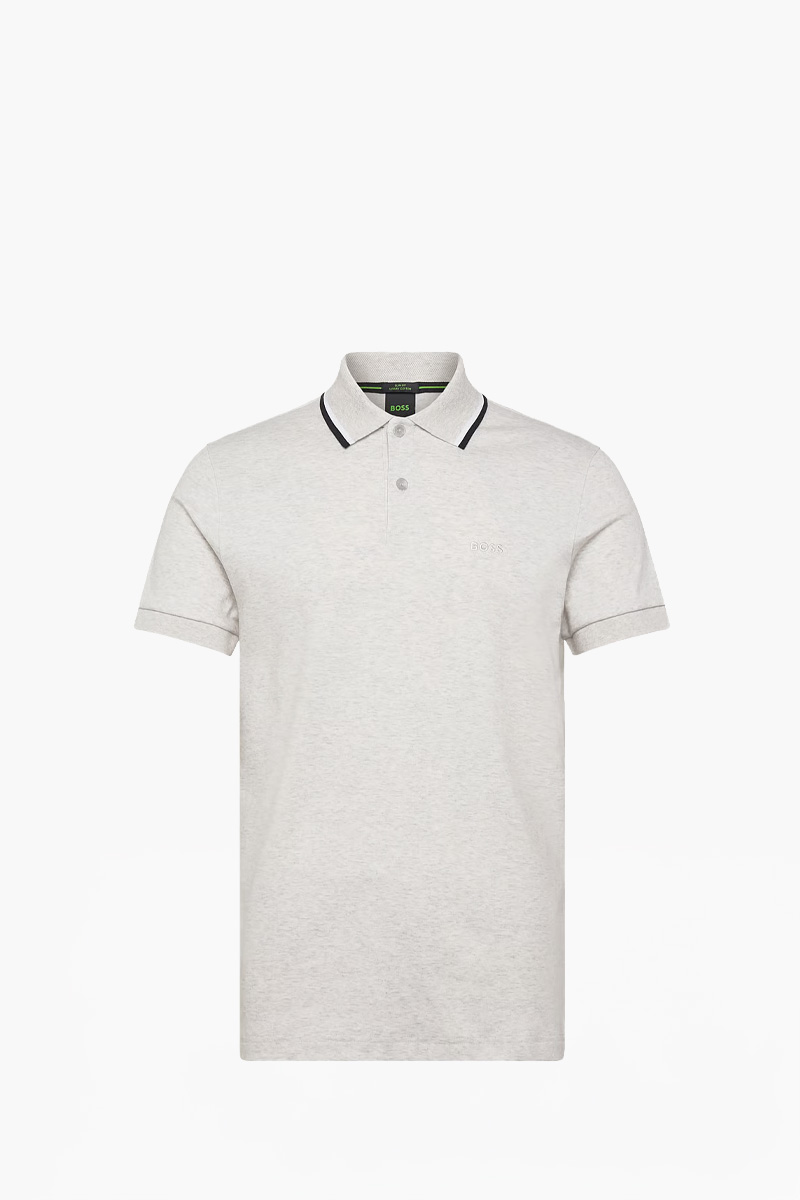 HUGO BOSS Men Paddy Interlock Slim Fit Polo Shirt in Light Grey Cotton 0