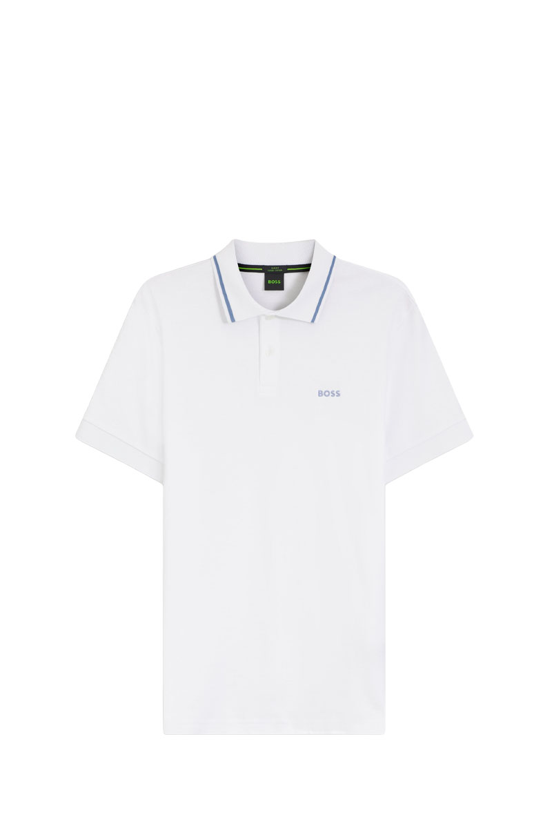 HUGO BOSS Men Paddy Interlock Slim Fit Polo Shirt in White Cotton 0