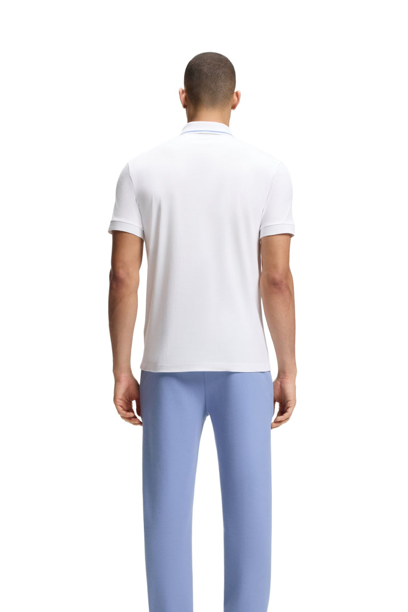 HUGO BOSS Men Paddy Interlock Slim Fit Polo Shirt in White Cotton 2