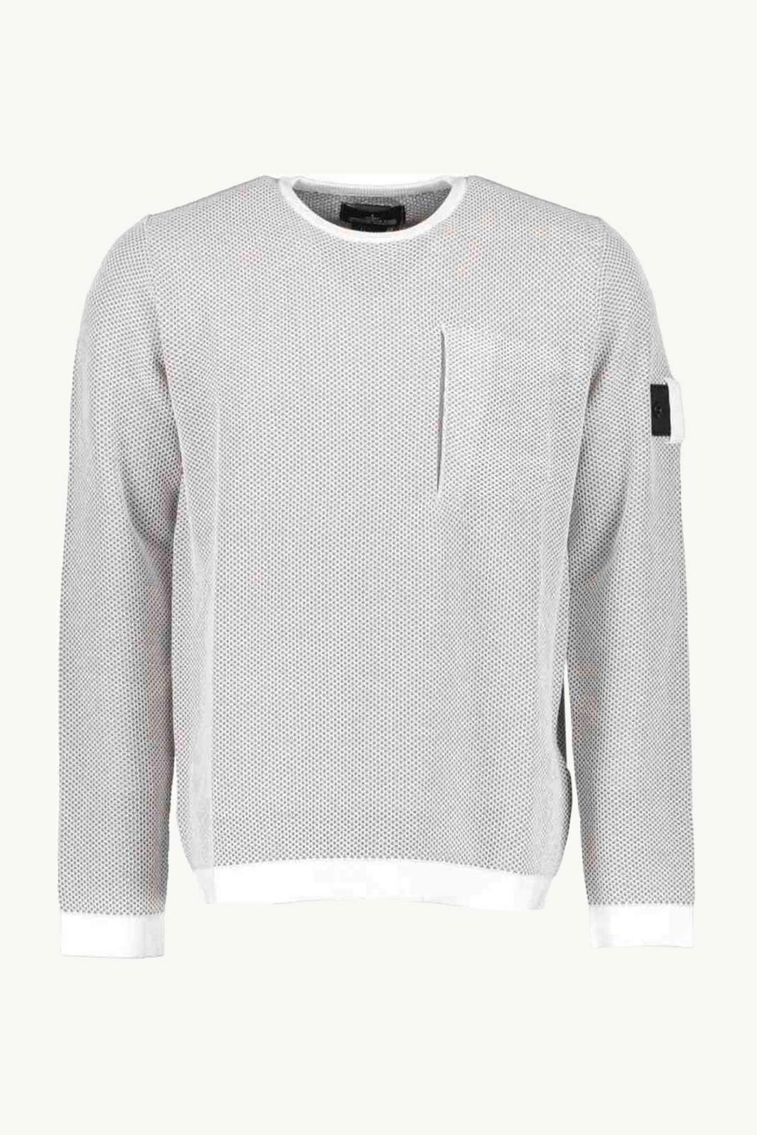 STONE ISLAND Men Shadow Project Mesh-Overlay Logo Jumper in Natural/Grey 0