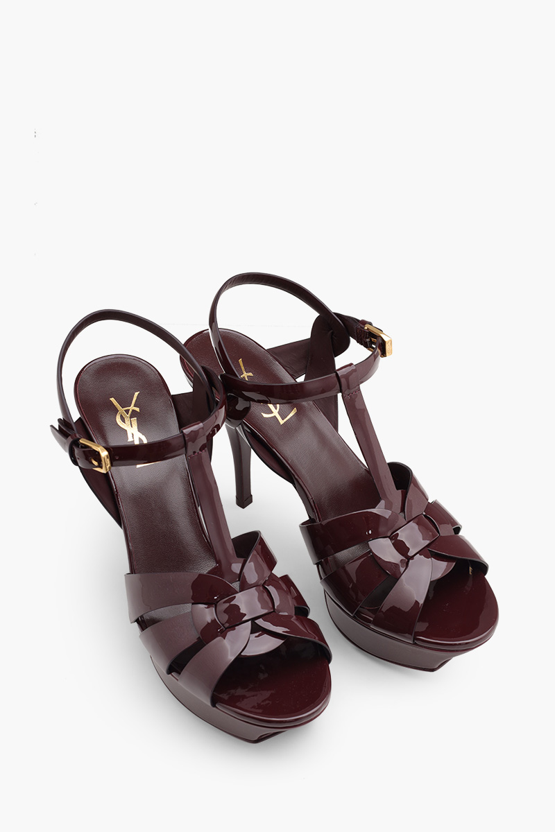 SAINT LAURENT Tribute 10cm in Bordeaux Patent 1