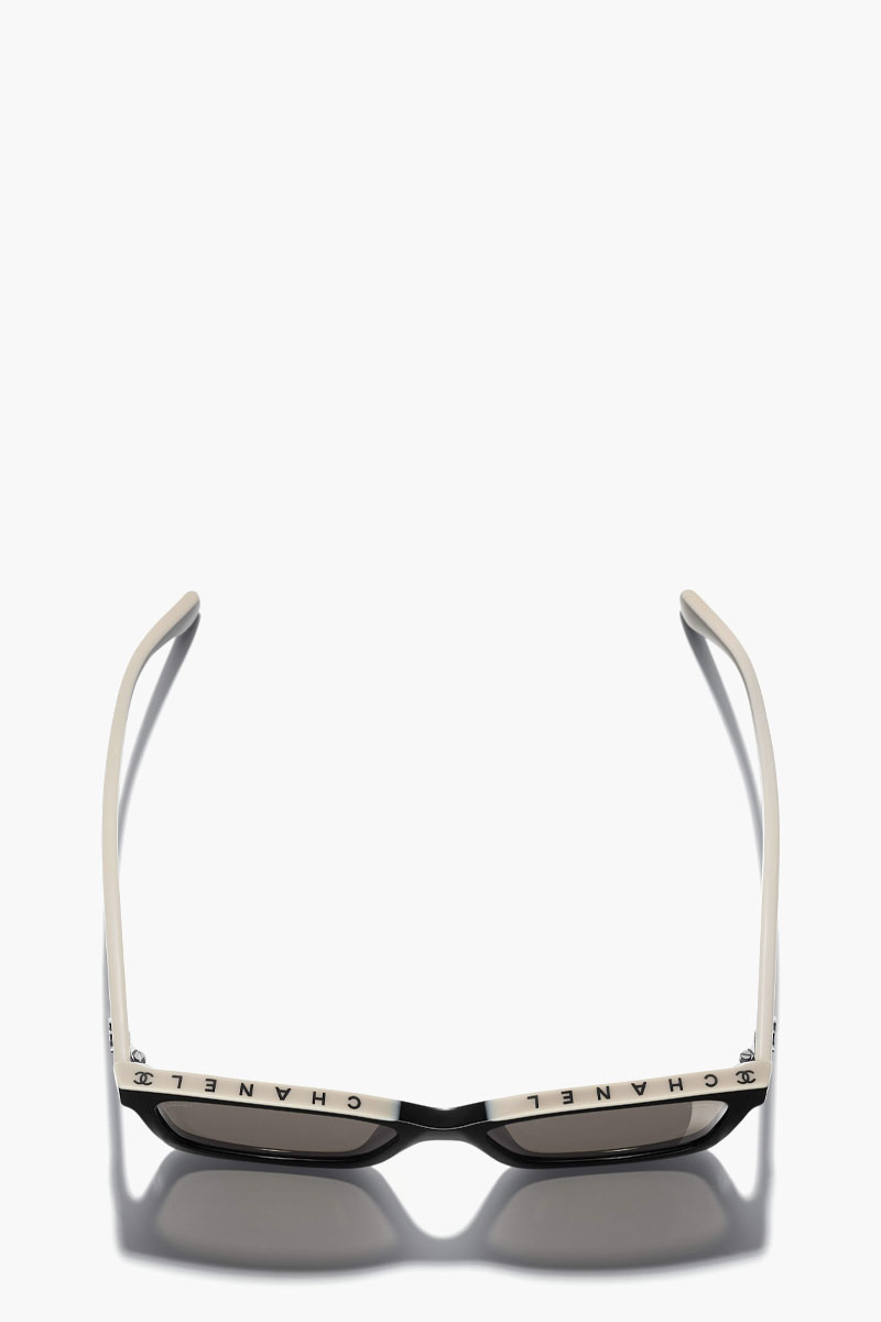 CHANEL Square Sunglasses in Black/Beige with Lettering Logo 3