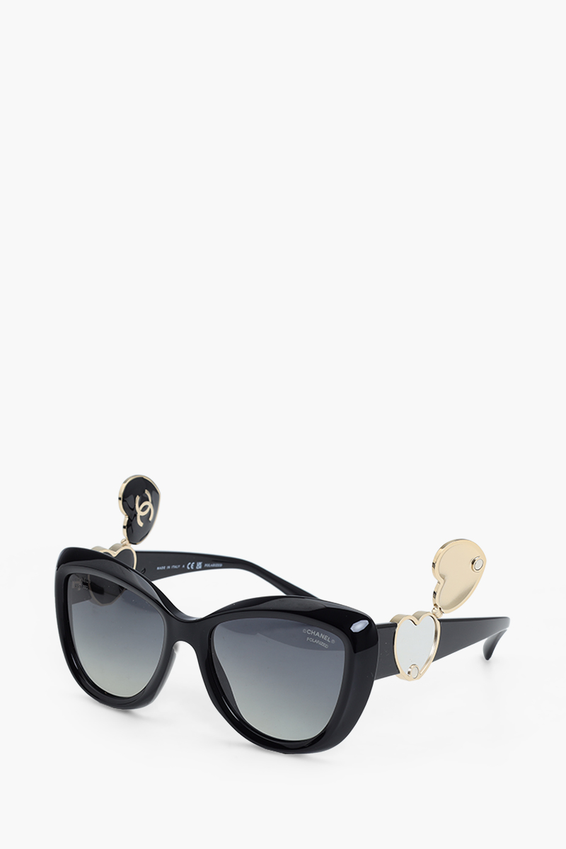 CHANEL Charming Hearts Butterfly Sunglasses in Black/Grey/Polarized Gradient Acetate 2