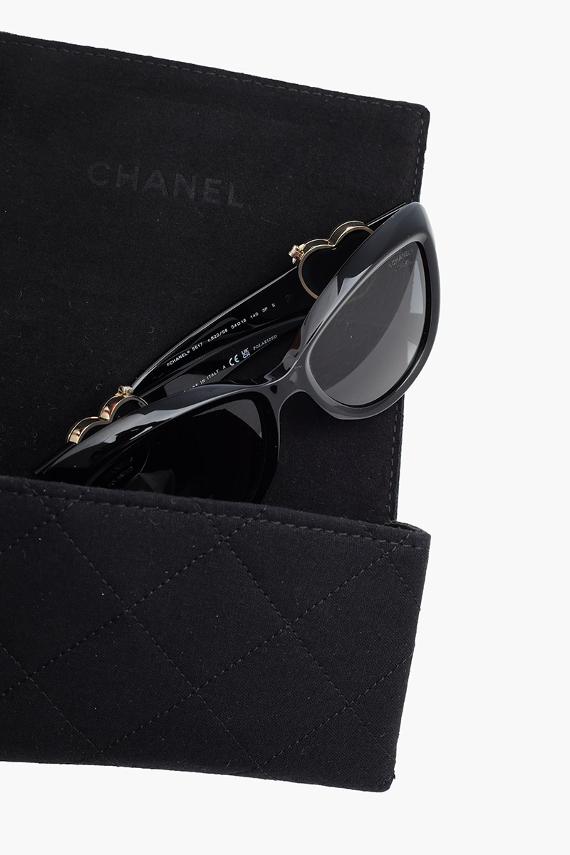 CHANEL Charming Hearts Butterfly Sunglasses in Black/Grey/Polarized Gradient Acetate 4