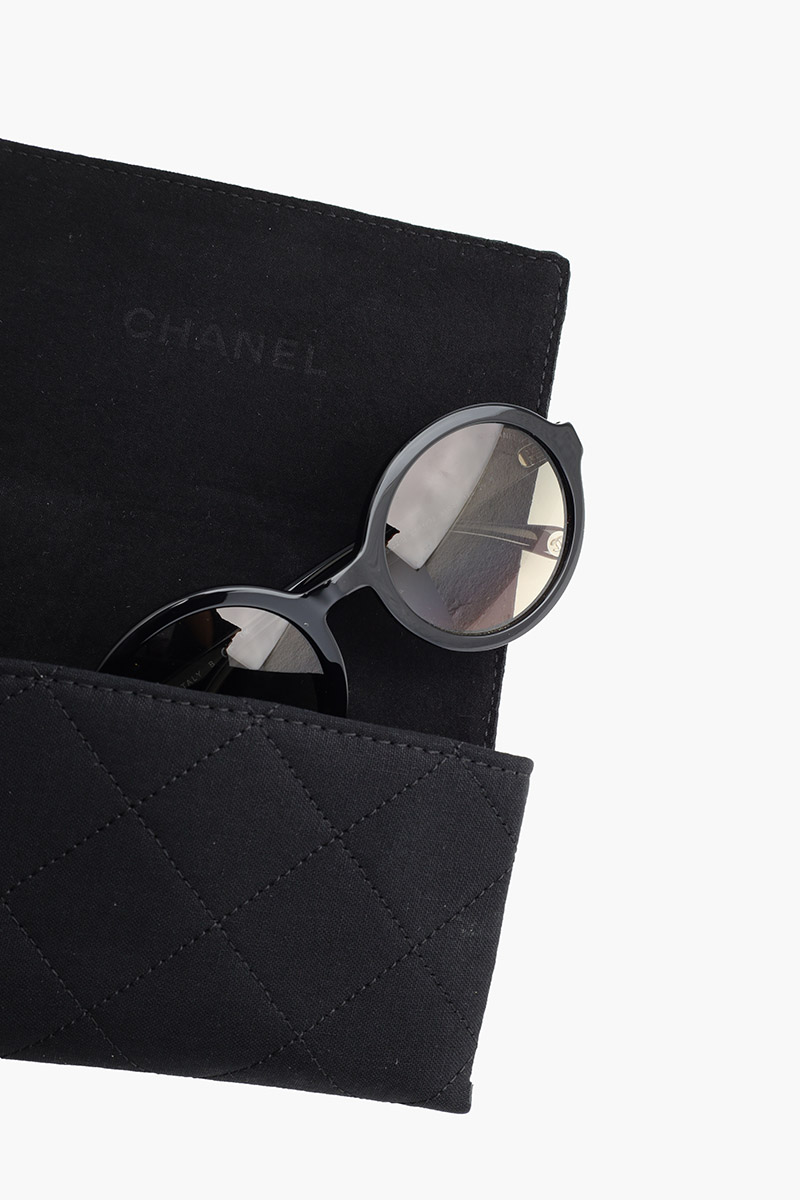 CHANEL Round Sunglasses in Black/Grey/Gradient Acetate 4