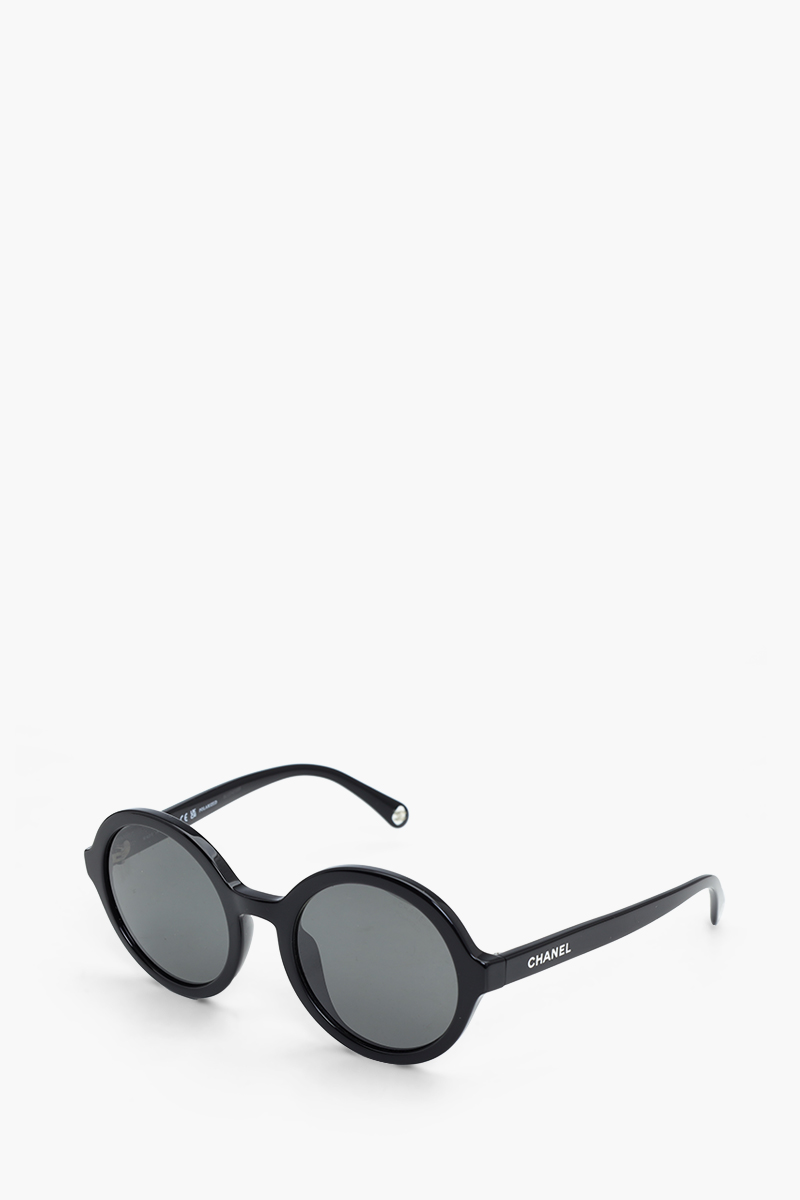 CHANEL Round Sunglasses in Black/Grey/Polarized Acetate 2