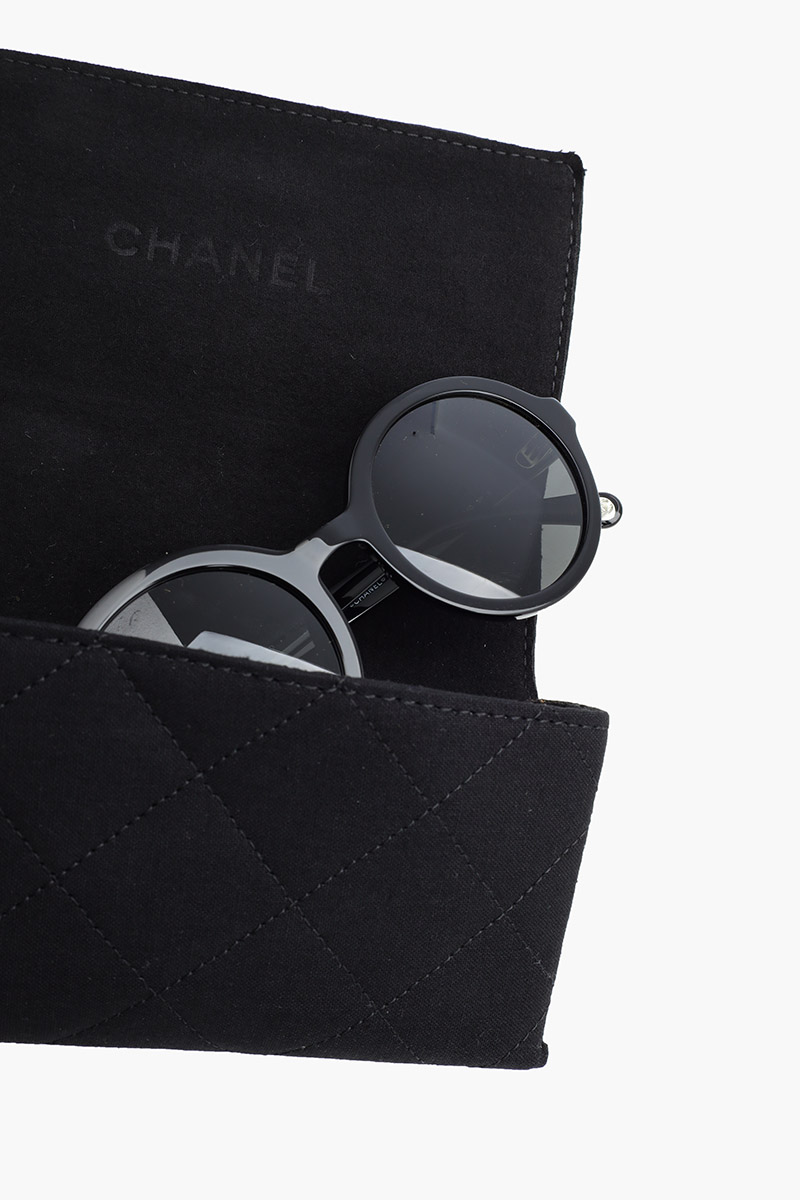 CHANEL Round Sunglasses in Black/Grey/Polarized Acetate 4