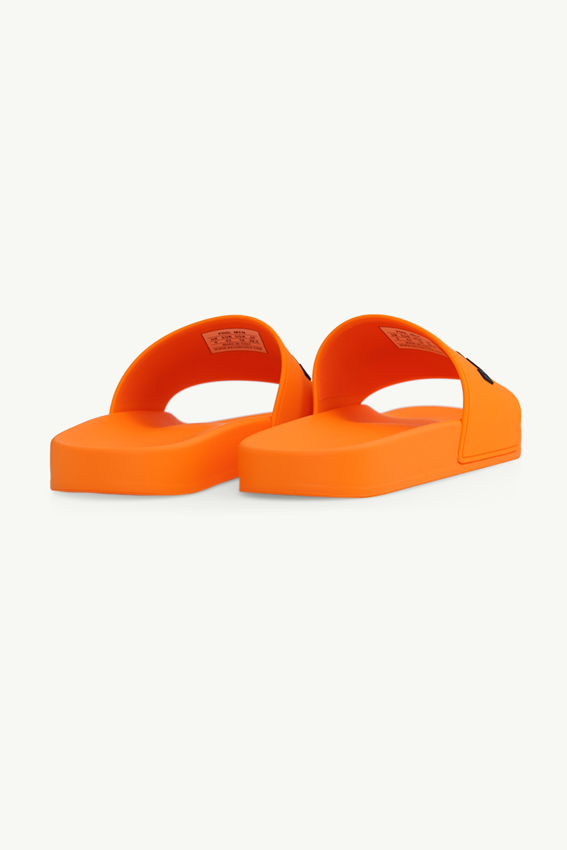 BALENCIAGA Men Logo Slides in Orange/Black 3