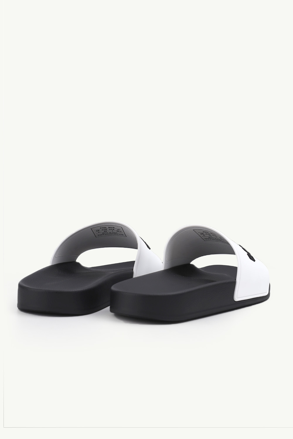 BALENCIAGA Men Logo Slides in Black/White 2