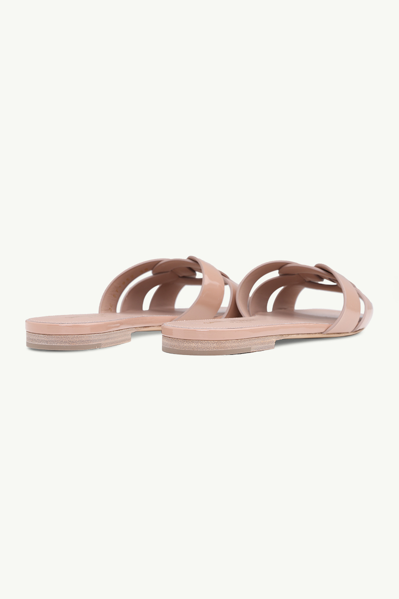 SAINT LAURENT Nu Pieds 0.5cm Tribute Slippers in Nude Poudre Patent 2