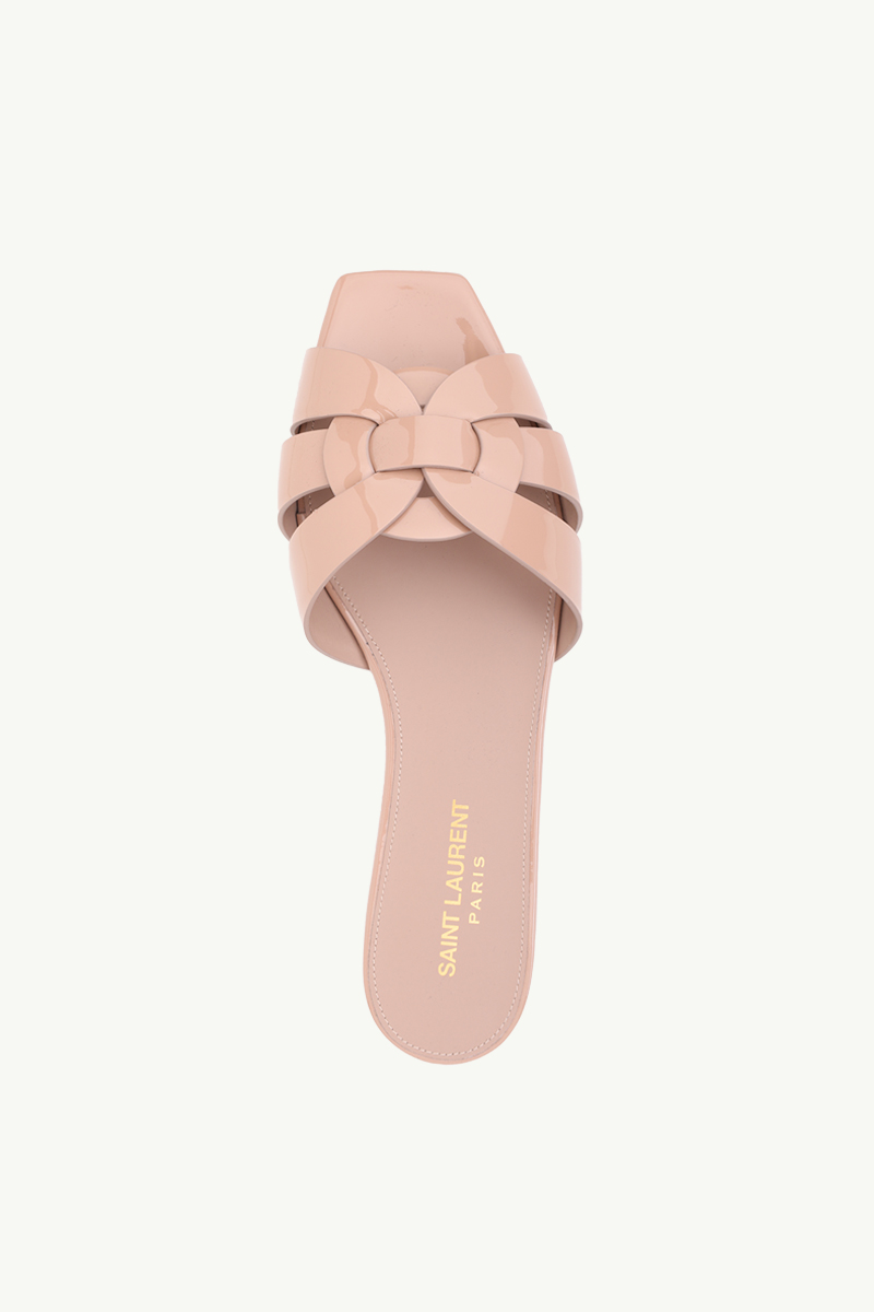 SAINT LAURENT Nu Pieds 0.5cm Tribute Slippers in Nude Poudre Patent 3