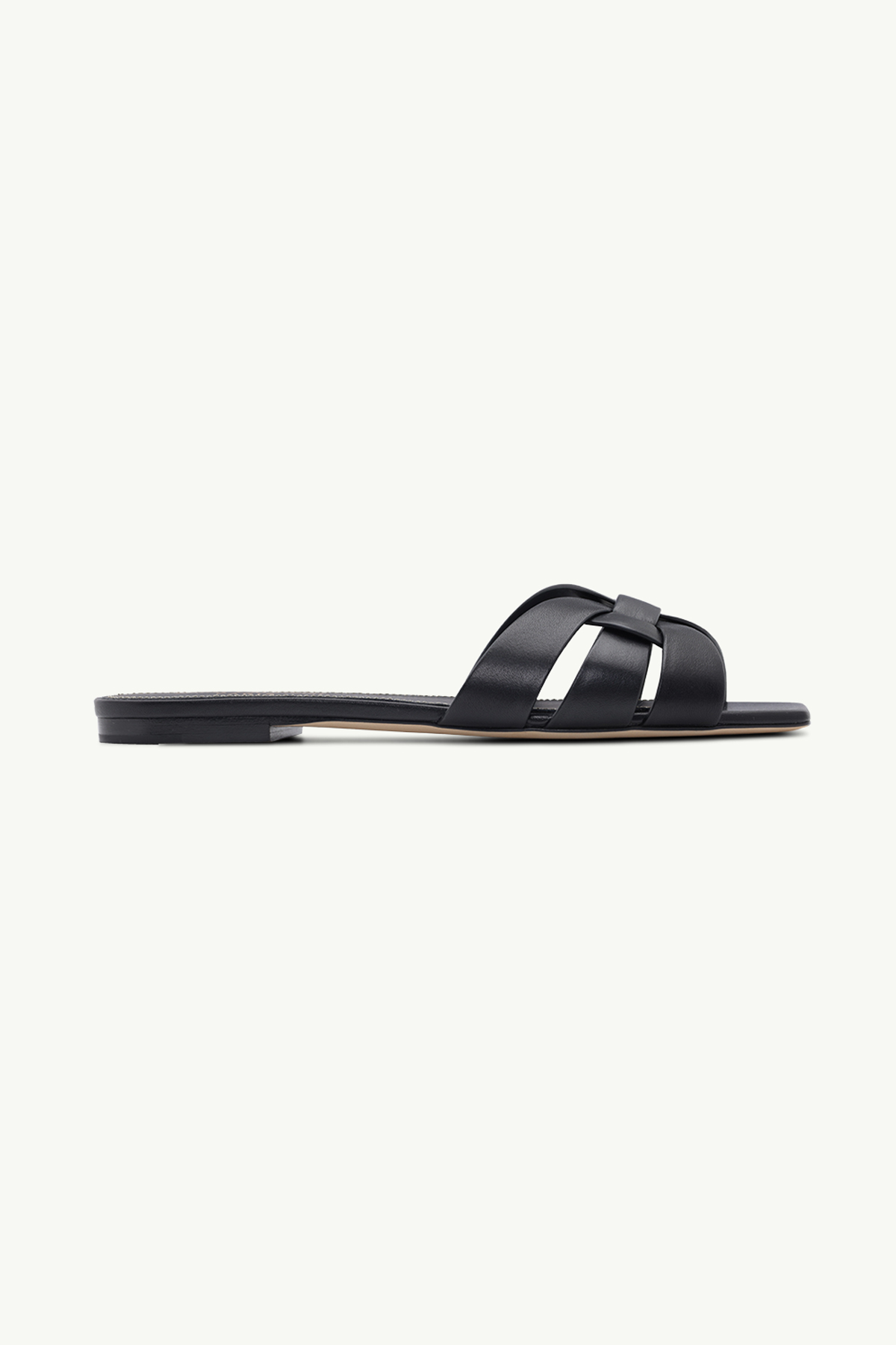 SAINT LAURENT Nu Pieds 0.5cm Slippers in Black Calf Fashion Forth