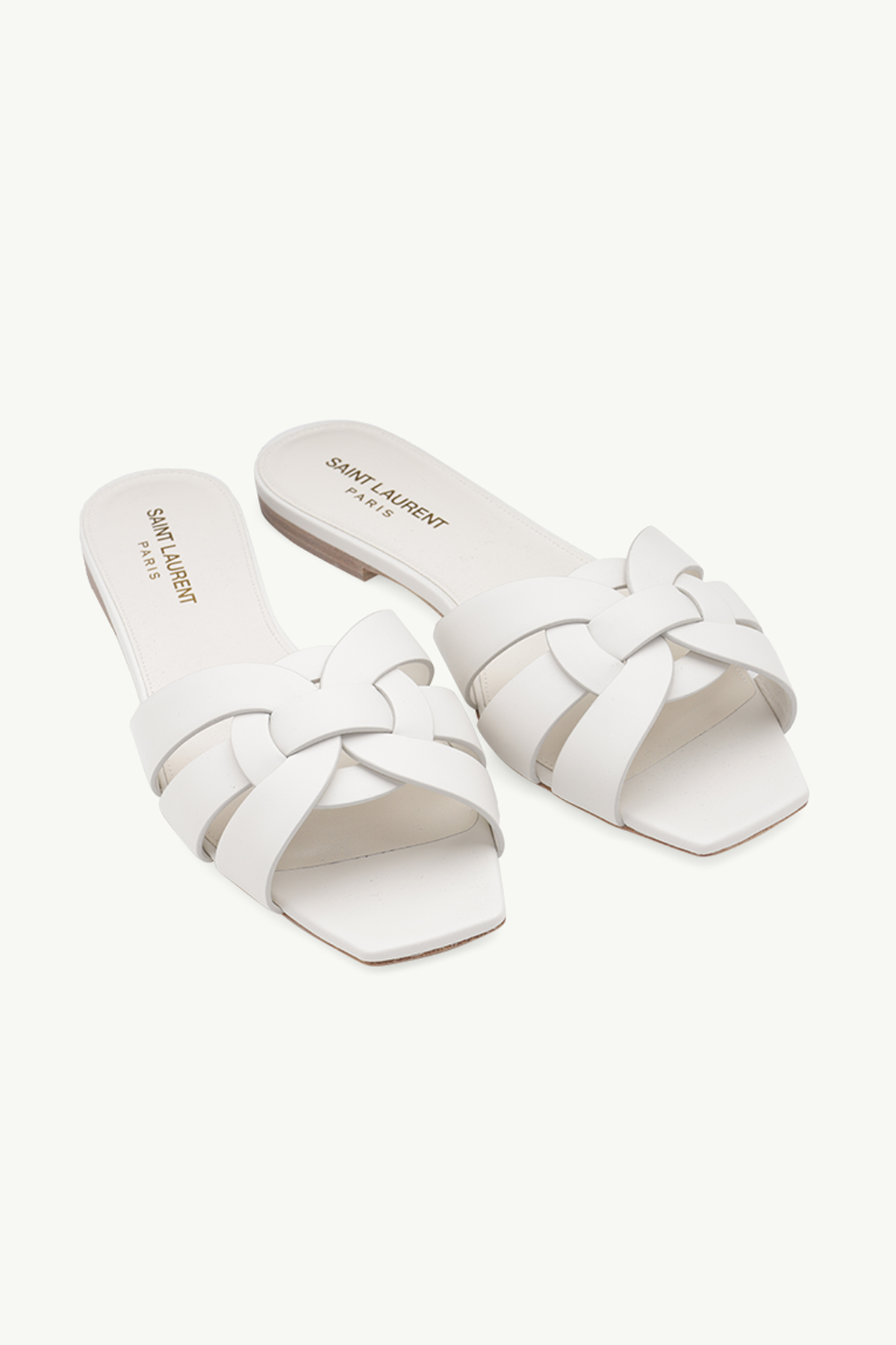 SAINT LAURENT Nu Pieds 0.5cm Slippers in White Calf 1