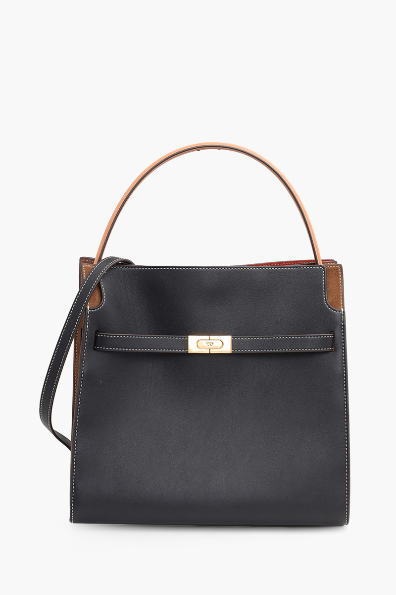 TORY BURCH Lee Radziwill Double Bag in Black Brown Fashion Forth