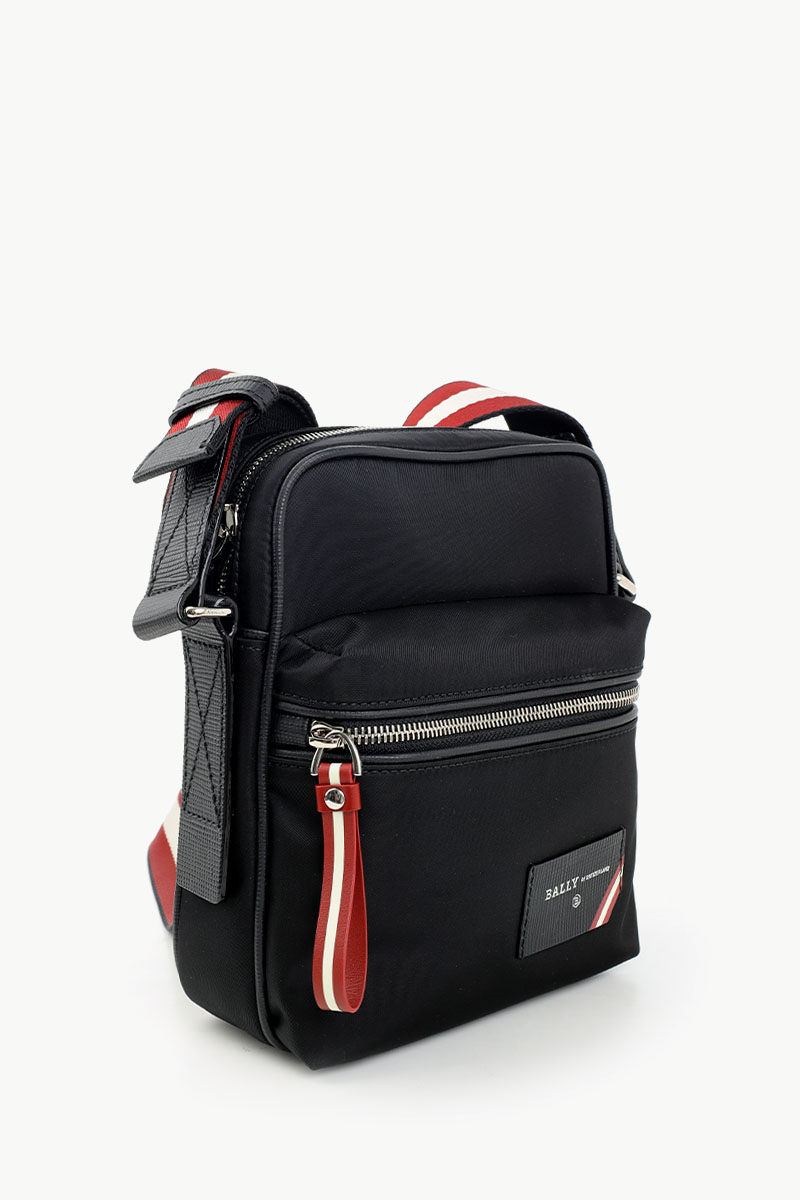 BALLY Faara Explore Crossbody Bag in Black Leather and Nylon 1