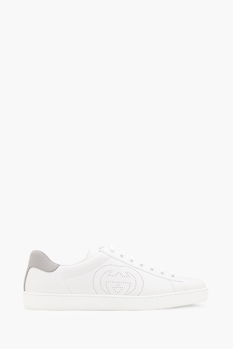GUCCI Men Ace Interlocking G Sneakers in White/Grey 0