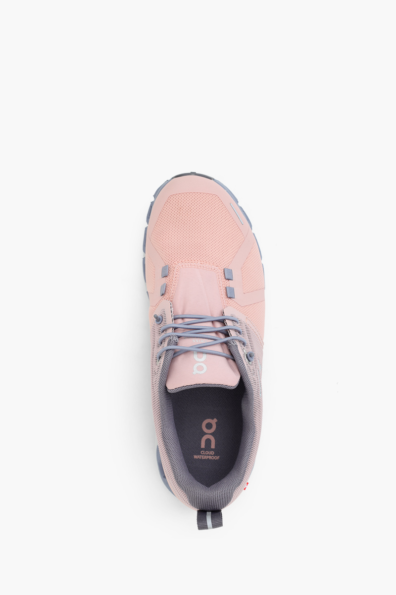 ON Women Cloud 5 Waterproof Running Sneakers in Rose/Fossil 3