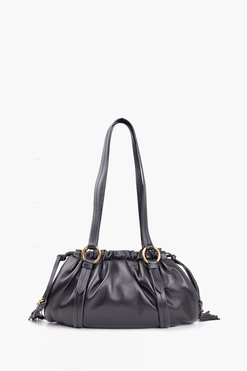 MIU MIU Small Joie Shoulder Bag in Black Soft Nappa Leather Antiqued GHW 2