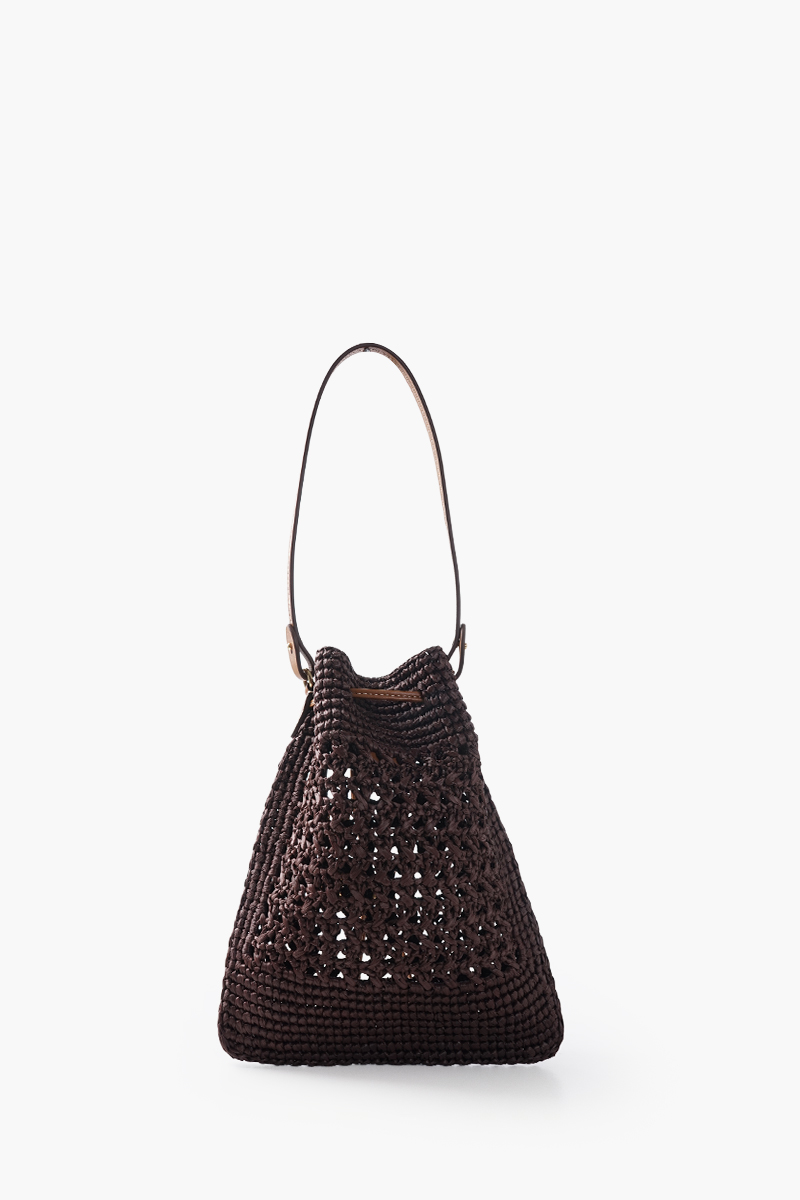 MIU MIU Mini Drawstring Handbag in Brown Raffia 2