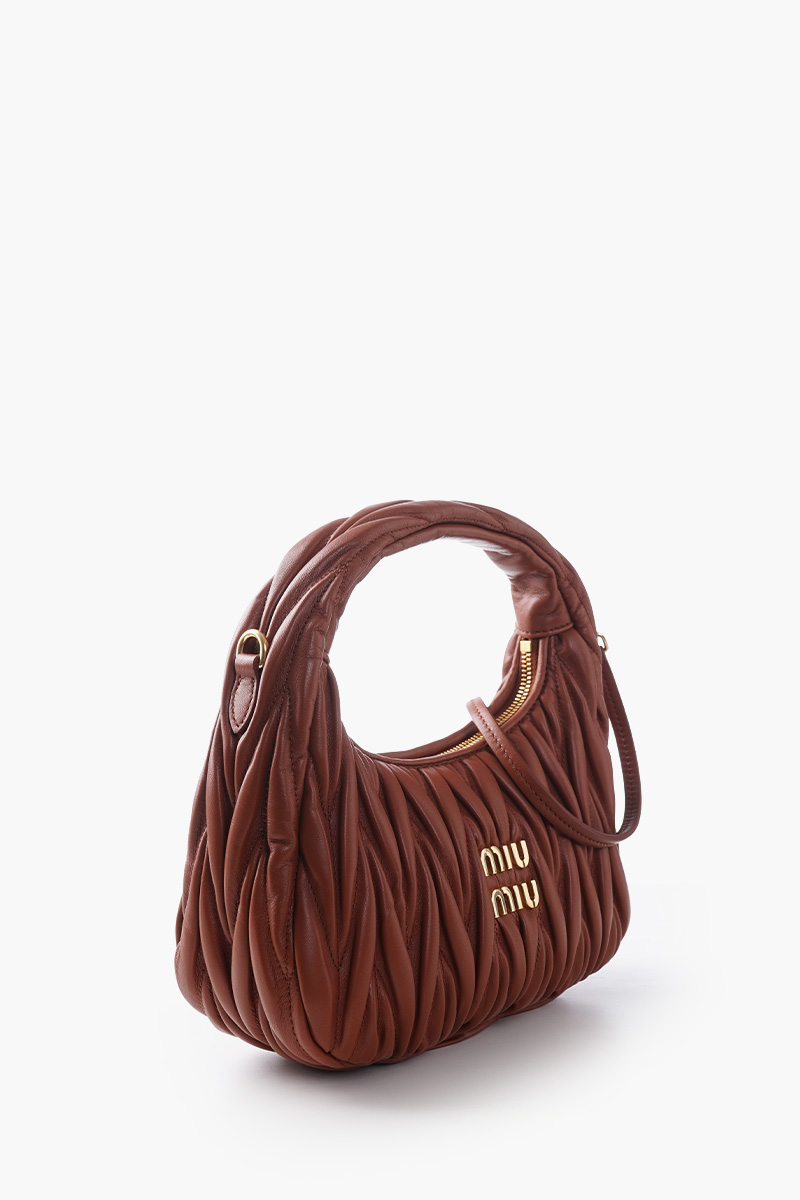 MIU MIU Drawtring Pouch in Black Quilted Nappa Leather 1