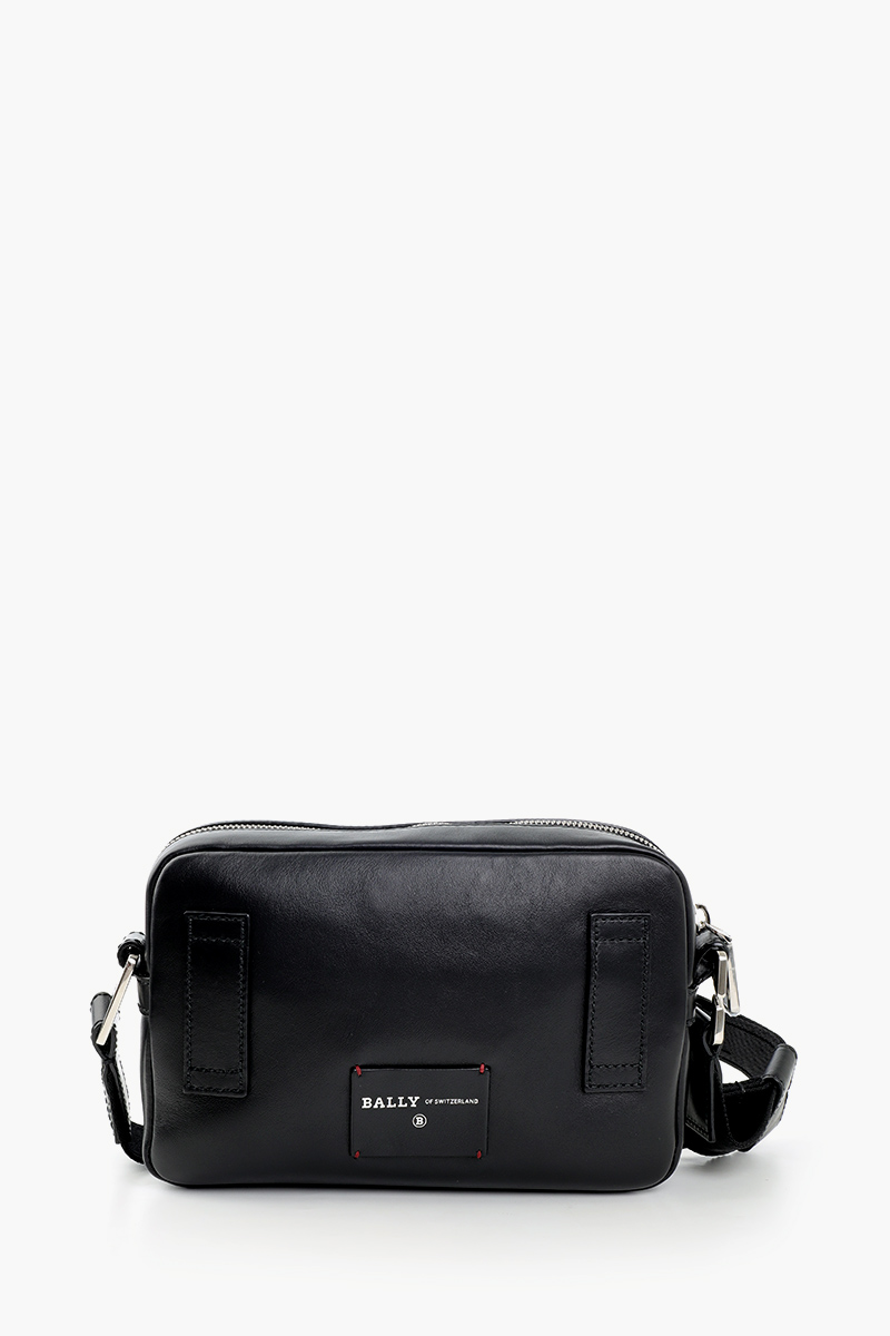BALLY Hal Messenger Bag in Black Bovine Leather with Stripe 2