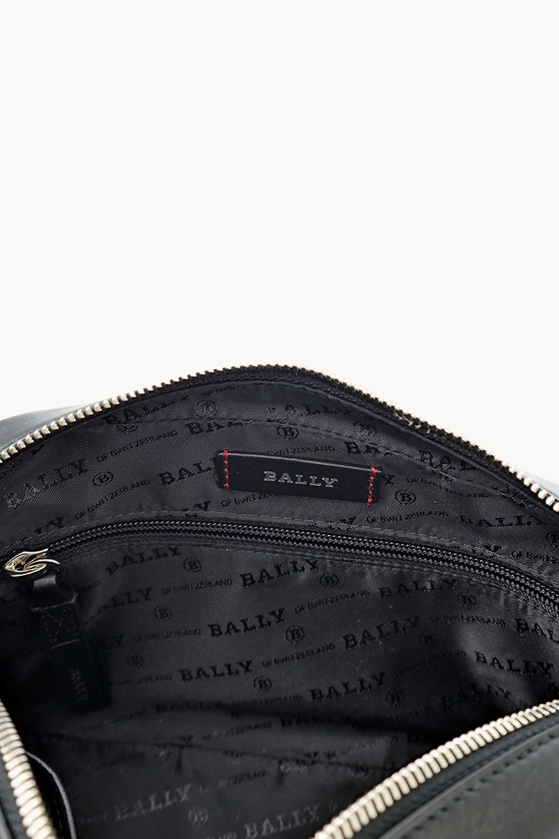 BALLY Hal Messenger Bag in Black Bovine Leather with Stripe 3