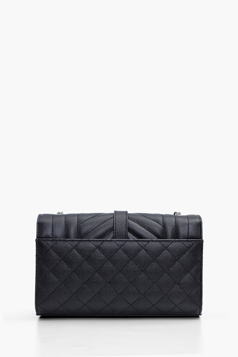 SAINT LAURENT Small Envelope Shoulder Bag in Black Caviar Leather SHW 1