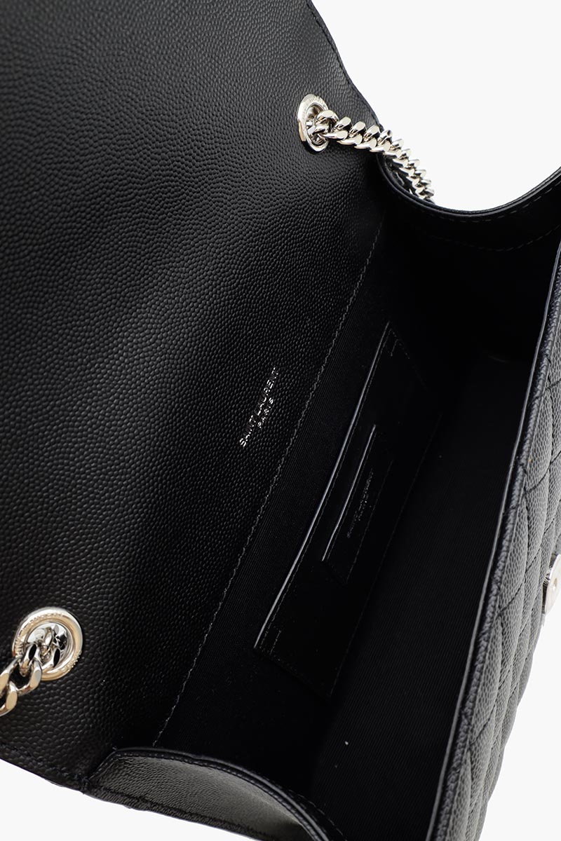 SAINT LAURENT Small Envelope Shoulder Bag in Black Caviar Leather SHW 3