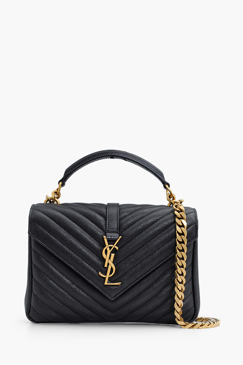 SAINT LAURENT Medium College Shoulder Bag in Black Quilted Leather GHW 0