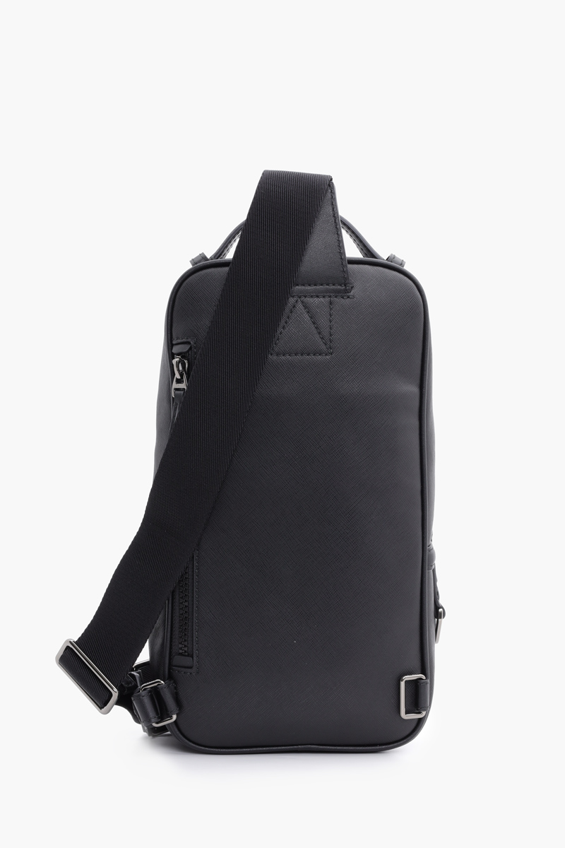 BALLY Malikho Sling Bag in Black/White Recycled Leather  1