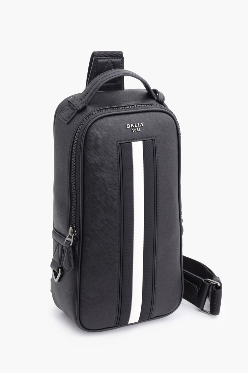 BALLY Malikho Sling Bag in Black/White Recycled Leather  2