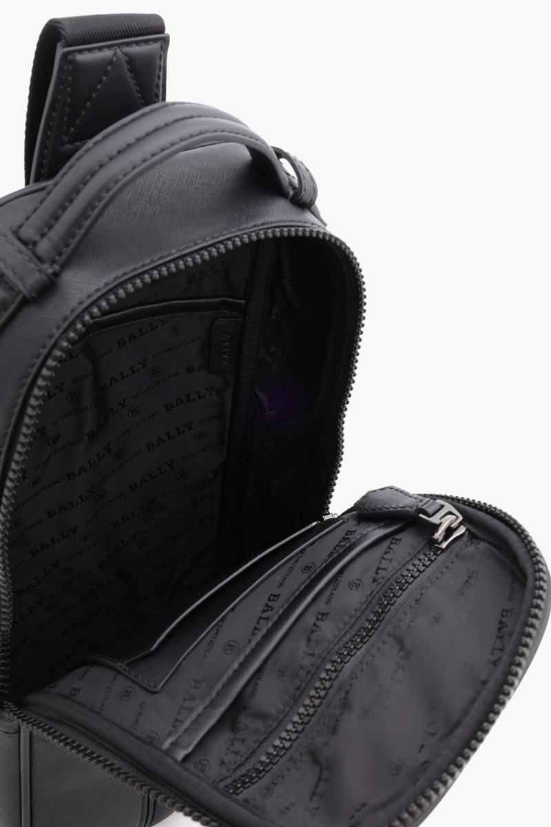 BALLY Malikho Sling Bag in Black/White Recycled Leather  3