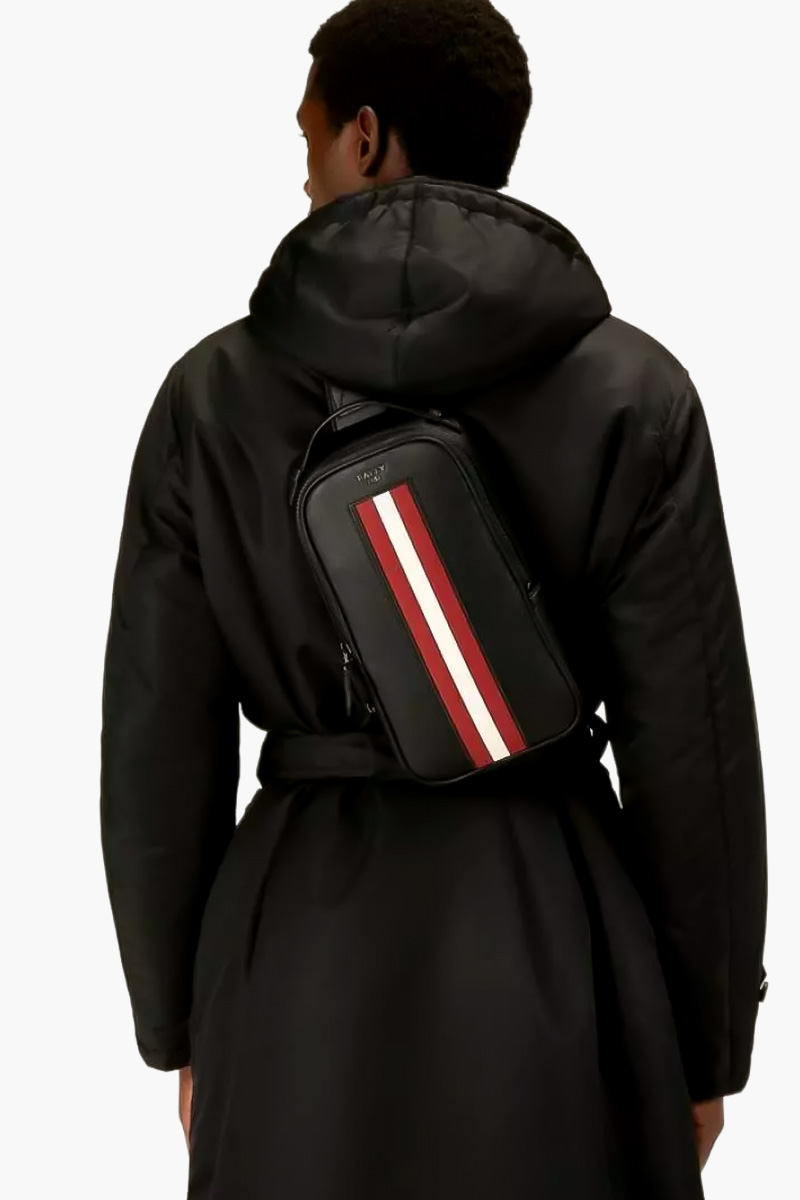 BALLY Malikho Sling Bag in Black/Red/White Recycled Leather  3
