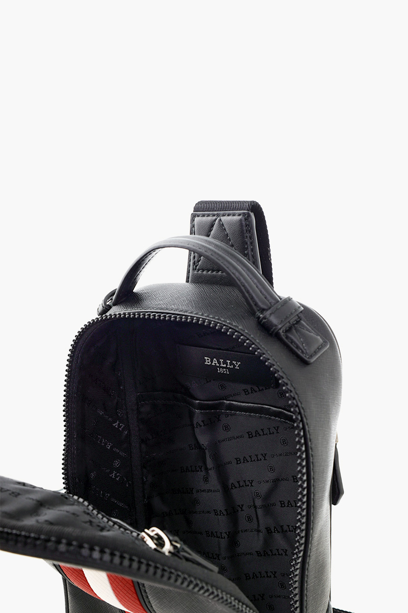 BALLY Malikho Sling Bag in Black/Red/White Recycled Leather  4