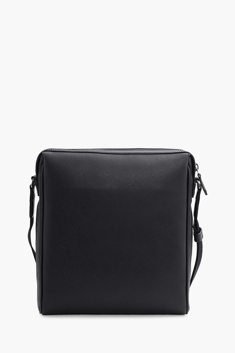 BALLY Men Mecoy Crossbody Bag in Black/White Recycled Leather 1