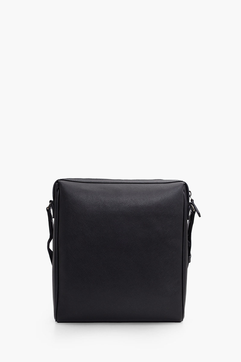 BALLY Men Mecoy Crossbody Bag in Black/Red Recycled Leather 1