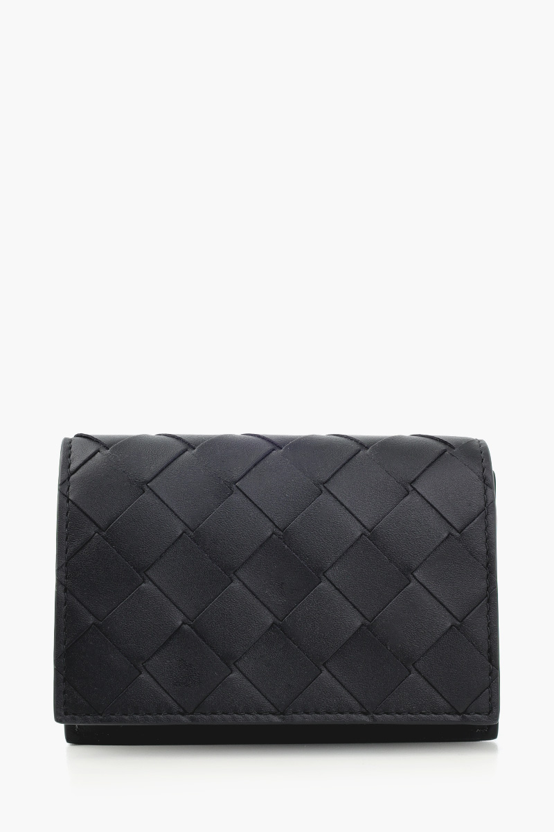 BOTTEGA VENETA Intrecciato Card Case in Black Calfskin 0
