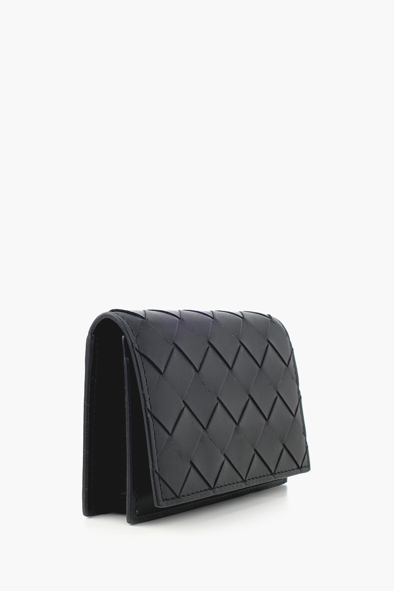 BOTTEGA VENETA Intrecciato Card Case in Black Calfskin 1