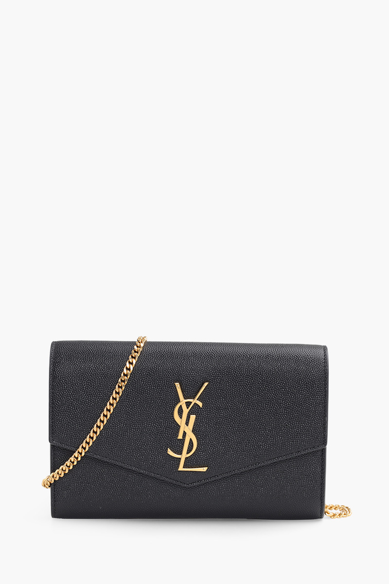 SAINT LAURENT Uptown Chain Wallet in Black Caviar Leather GHW 0