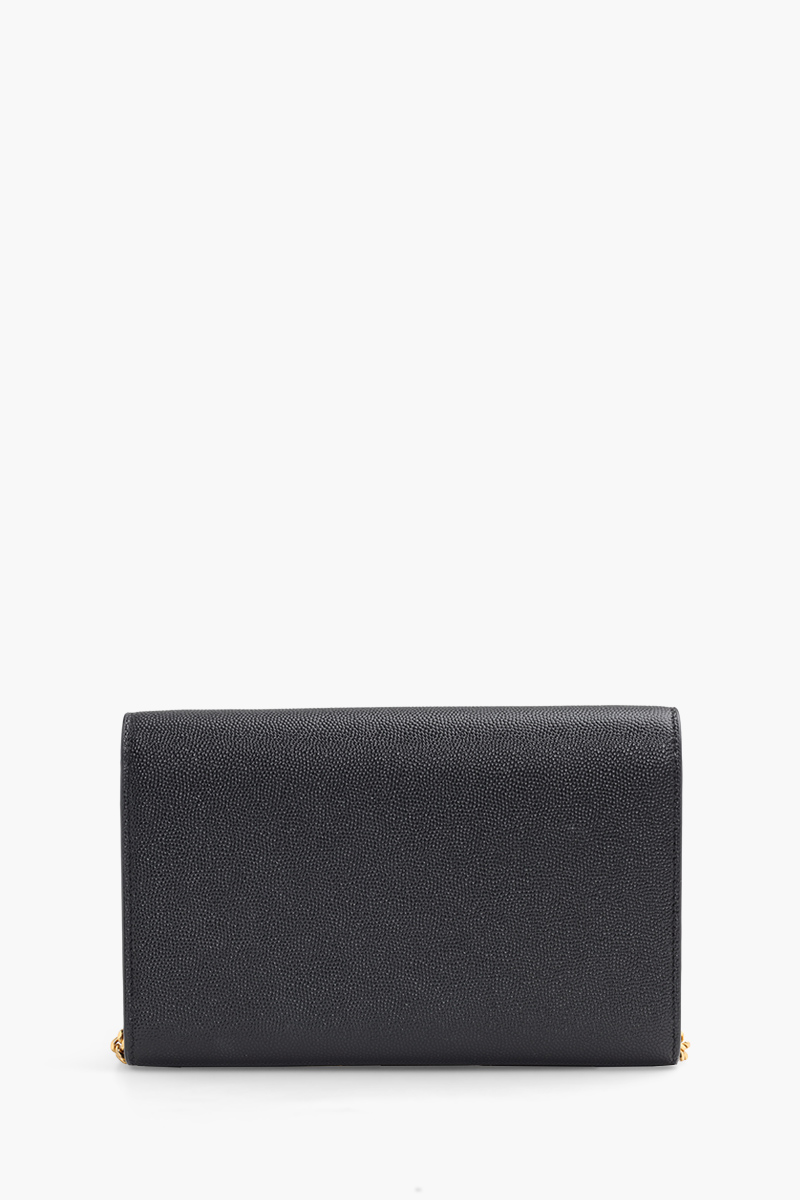 SAINT LAURENT Uptown Chain Wallet in Black Caviar Leather GHW 1