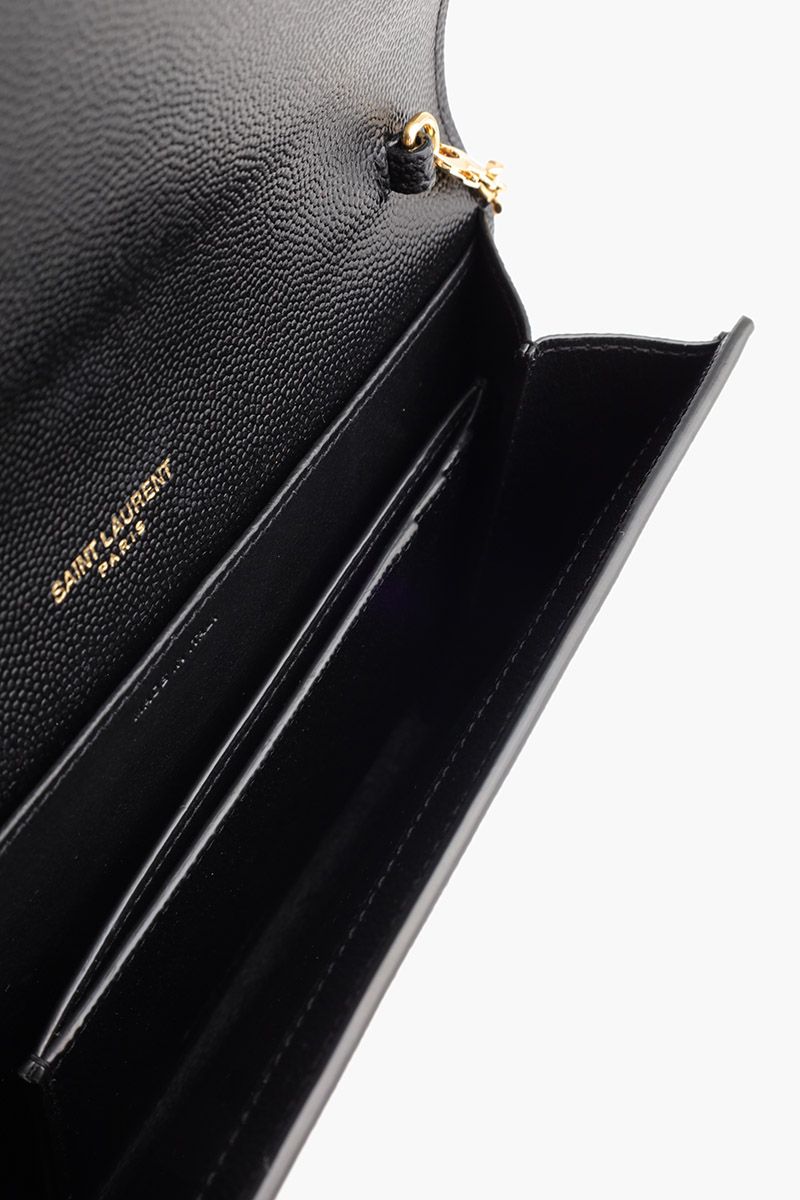 SAINT LAURENT Uptown Chain Wallet in Black Caviar Leather GHW 3