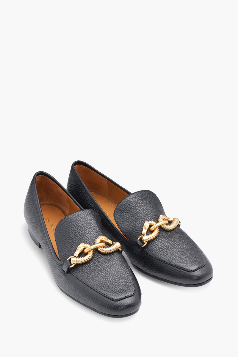 TORY BURCH Women Chain Link Jessa Loafers 20mm in Perfect Black Pebbled Leather 1