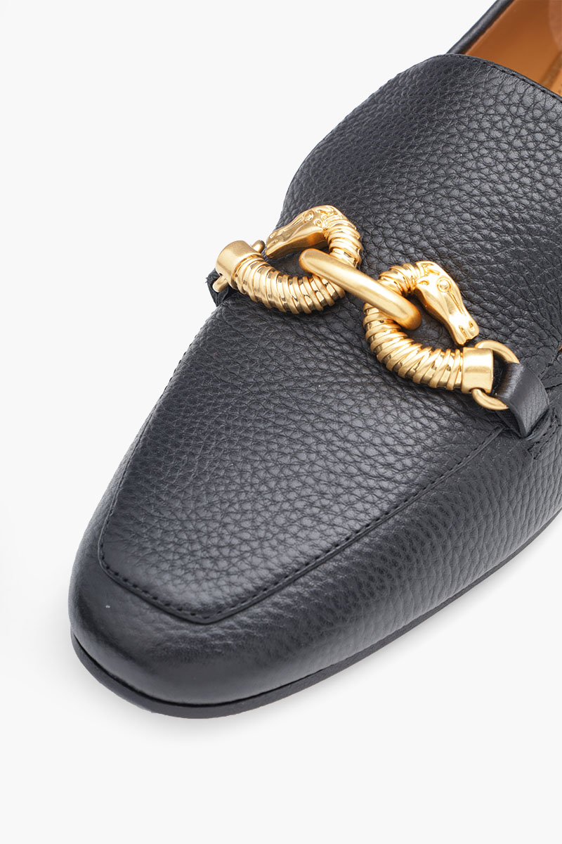 TORY BURCH Women Chain Link Jessa Loafers 20mm in Perfect Black Pebbled Leather 4